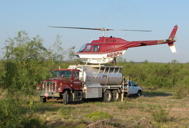 Helicopter on Water Truck